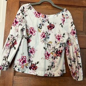 White House Black Market Floral Blouse - Pink and White